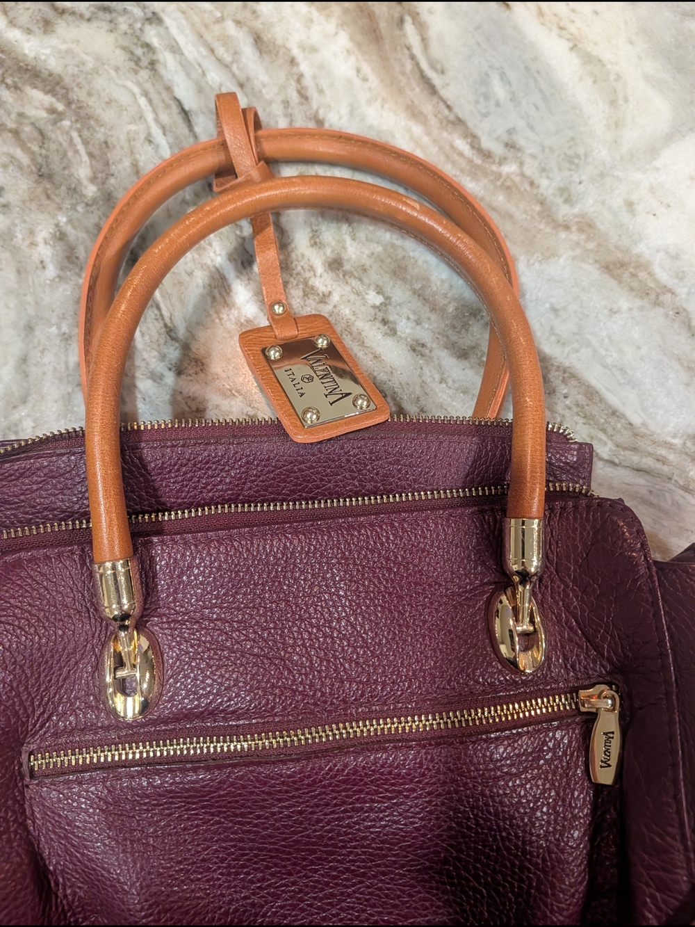 Valentina Plum Leather Bag - Picture 13 of 13